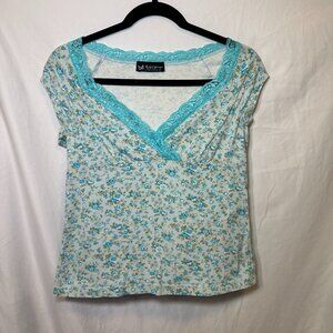 Y2K Floral Lace Babydoll Tank Top M Fairycore Coquette